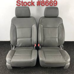 Gray Leather Front Heated Seats For 2014 Chevy Silverado Bucket Seat Stock #8669
