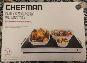 ChefMan Glass Top Food Warming Tray, New Family Size 21x16in