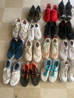 18 pares de tenis sizes 11, 10, 9,8, 6 differentes sizes todos Estan usaditos pero en buenas conditiones $100 por todos