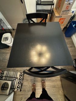 Square 3'x3' Solid Wood Dining Table (w/ 2 chairs)