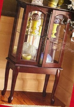 Elegant Cherry Curio Cabinet New In Box
