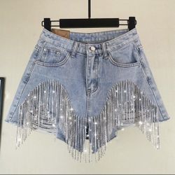 Renaissance Denim Rhinestone Shorts