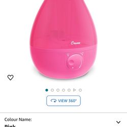Crane Ultrasonic Humidifiers for Bedroom and Office, 1 Gallon Cool Mist Air Humidifier for Large Room and Home, Humidifier Filters Optional, Pink