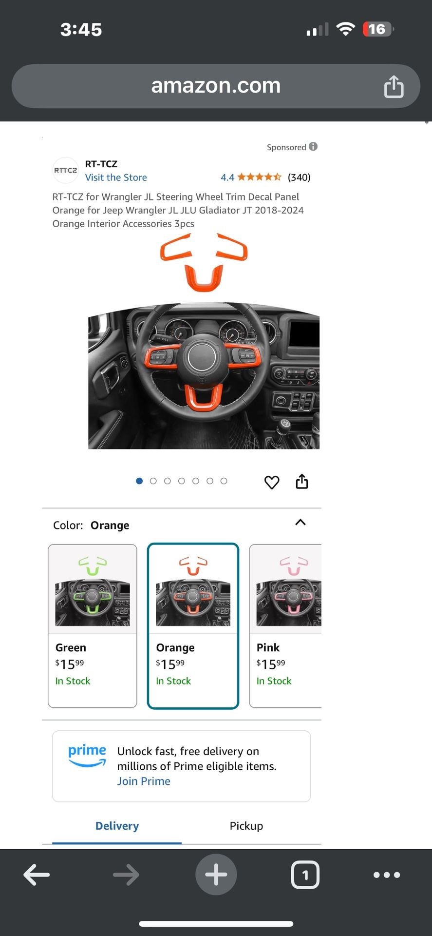 RT-TCZ for Wrangler JL Steering Wheel Trim Decal Panel Orange for Jeep Wrangler JL JLU Gladiator JT 2018-2024 Orange Interior Accessories 3pcs