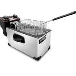 1300W Electric Deep Fryers for Home Use with Temperature Control, Timer Control,View Window Lid,Stainless Steel Body Deep Fryer Pot for 