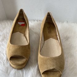 Michael Kors Women's Suede Open Toe Pump Wedge Shoes Size  6.5