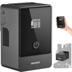 NEEWER Mini V-Mount Battery 6800mAh 99Wh 14.5V, Mini V-Lock Battery with 65W PD Type C/D, Tap/BP/USB A/Dual DC Port/OLED Screen for Camcorder Compatib