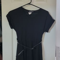 Chic Black Belted Dress