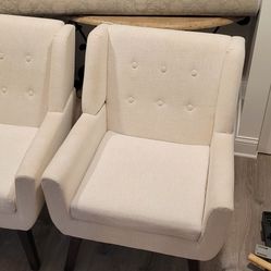 Beige Linen Arm Chairs  (Set Of 2)