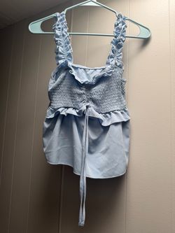 Light Blue Ruffle Tank Top