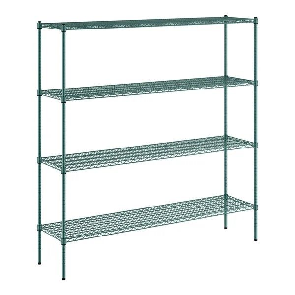 Epoxy Green Metal Wire 72" x 18" 4 Shelf Shelves Shelving Rack