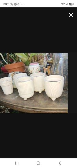 White Ceramic Footed Planters