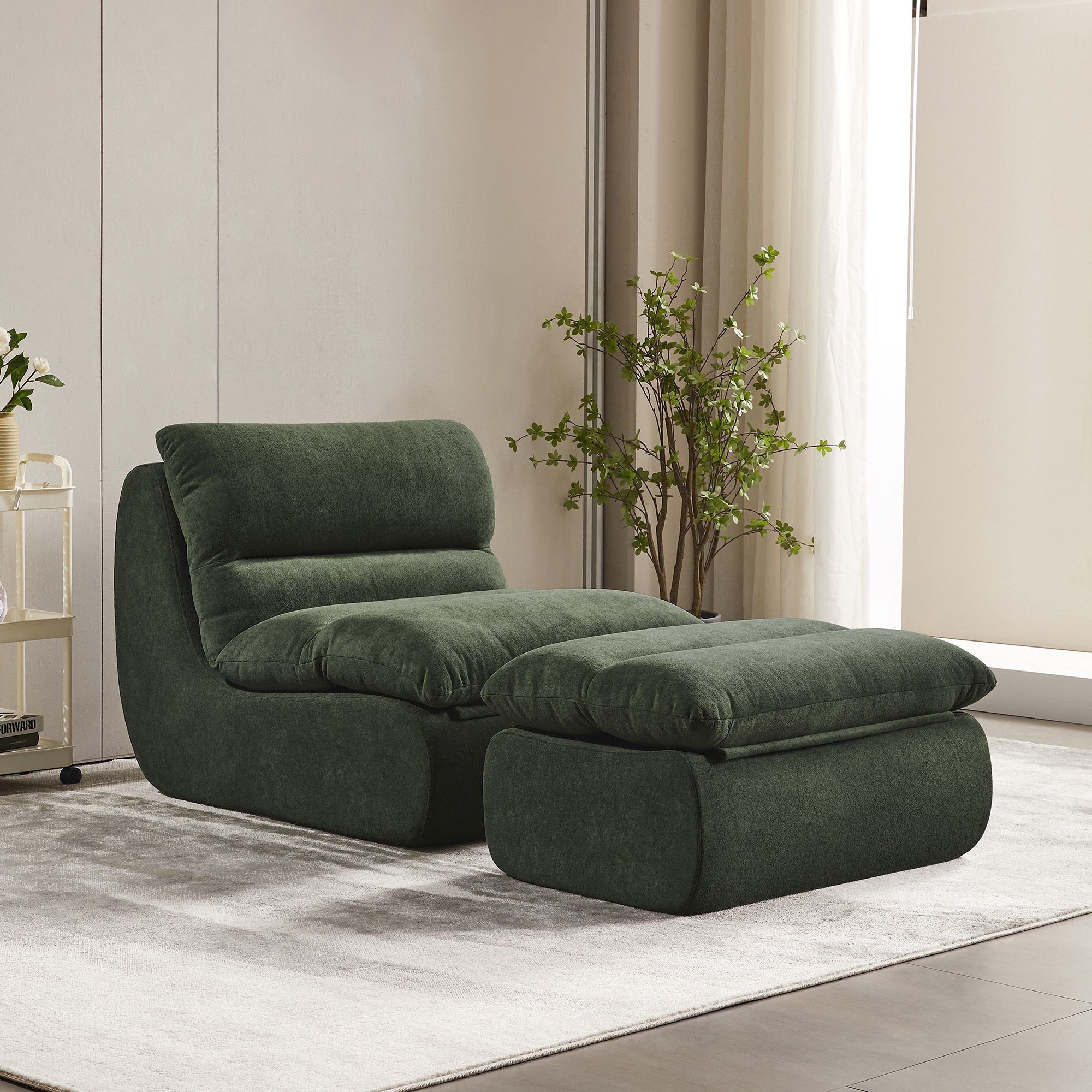 Armless Bean Bag Set With Ottoman