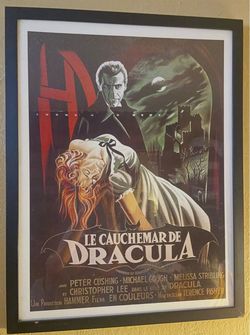 Vintage framed French theatrical release of “Horror of Dracula”  from  1958