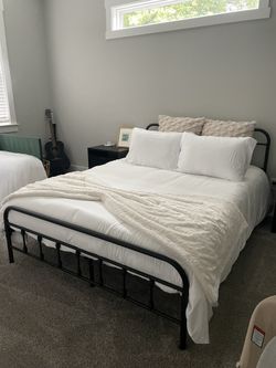 Queen Mattress + Bed Frame — Like New (Bought March 2024!)