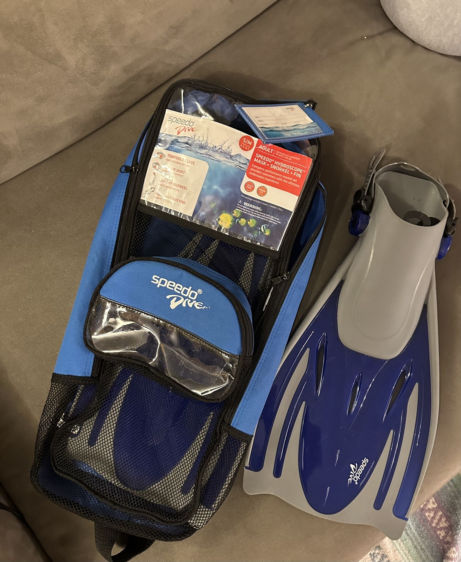 Speedo Dive Snorkel & Fin Set (No Mask/Goggles)