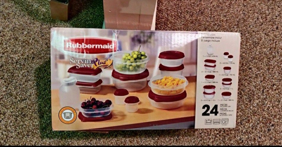 Rubbermaid Storage Containers 24 Piece - New