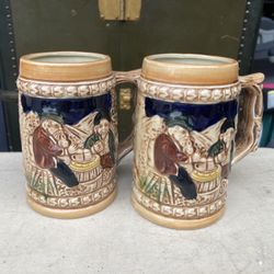 Vintage Hand Painted Beer Steins JAPAN 1950’s
