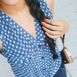 Blue White Stars 4th Of July Vest Button Down Cardigan 