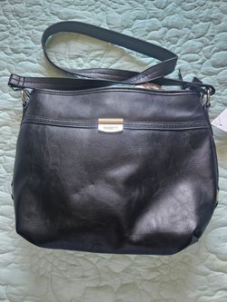 RoseRosetti Black Faux Leather Crossbody Shoulder Handbag Purse