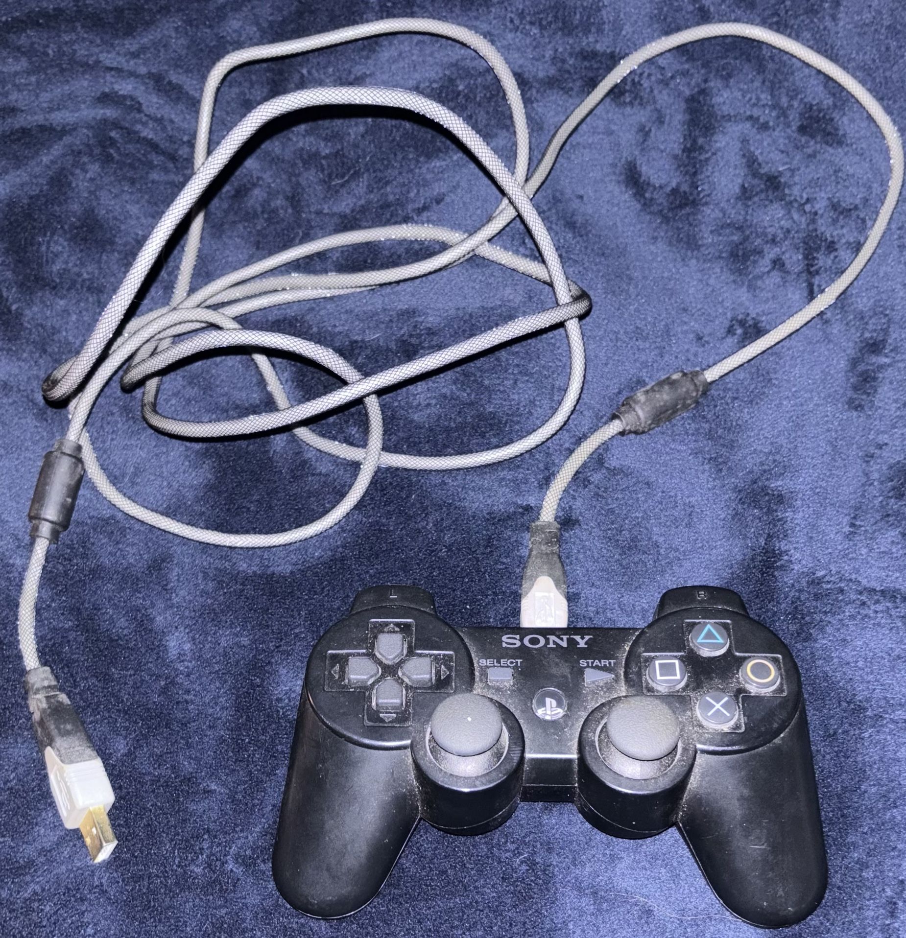 PS3 Controller (DualShock3) & 8ft Extension Power Cable Bundle