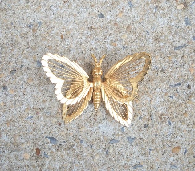 Vintage Monet Butterfly Gold-Tone Brooch