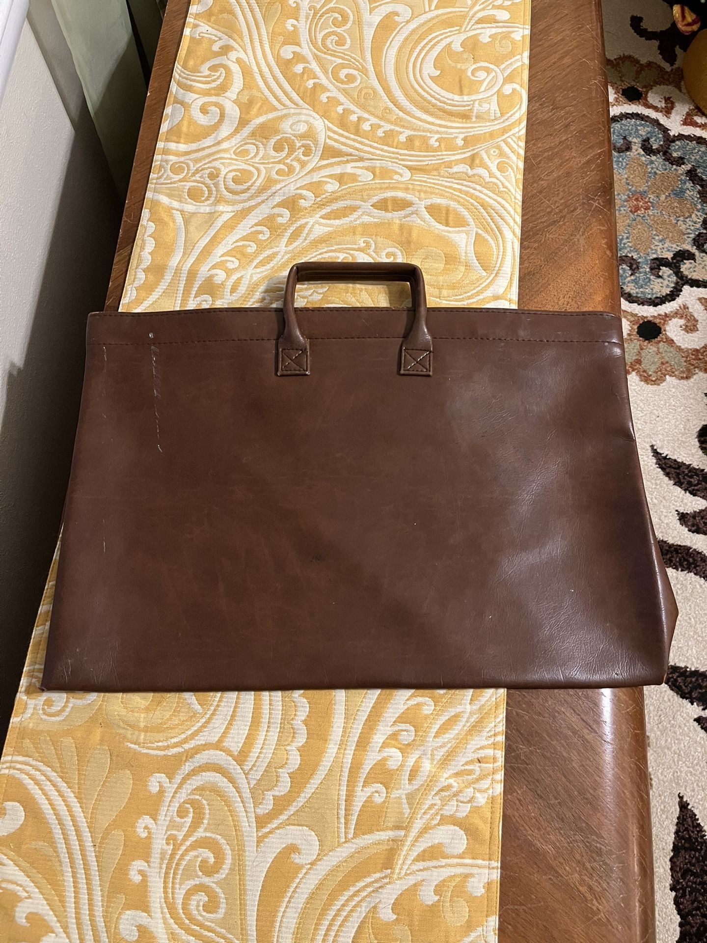 Vintage Leather Document Briefcase Portfolio Laptop Bag Attache Case
