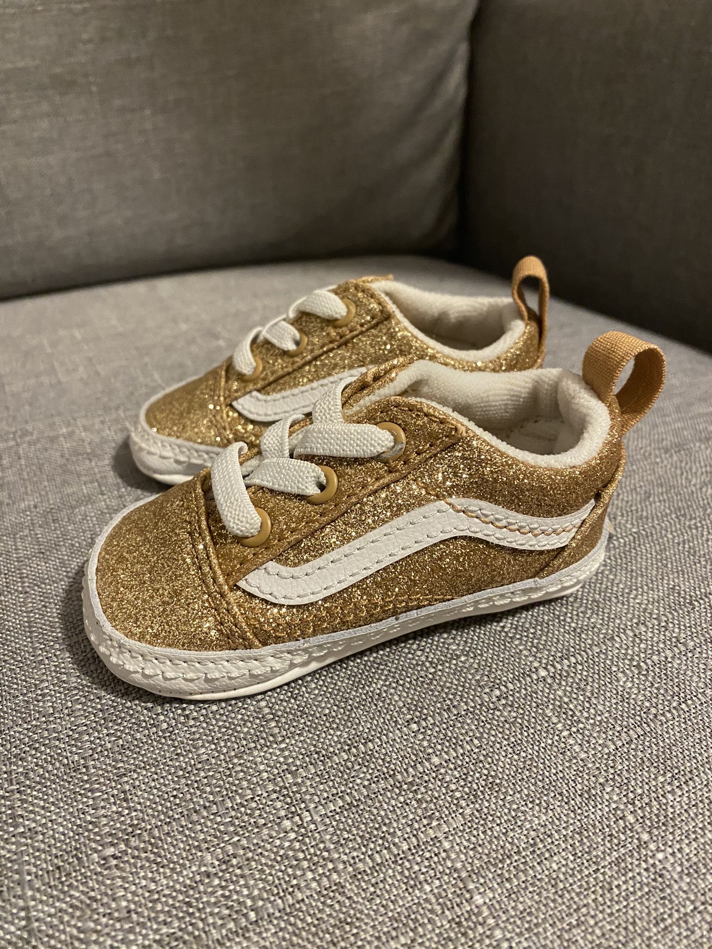 New Infant Girl Glitter Gold Vans Sz.2c