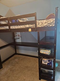 Loft bed with desk and shelf