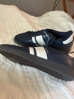 Nautica Scotti Shoes Mens Size 12 Navy Blue Synthetic Casual Sneakers Striped