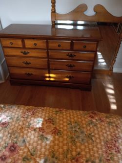 Bed Headboard. Dresser & Mirror . Mattress & frame