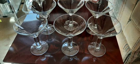 6 Thick Stemmed Martini Glasses