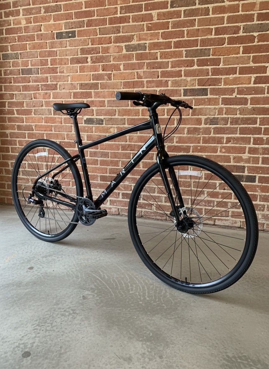 NEW 2025 SMALL MARIN PRESIDIO 1 BLACK URBAN CITY FITNESS HYBRID BIKE