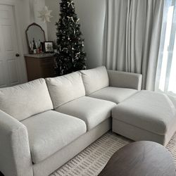 Light Beige Modern Couch with Ottoman