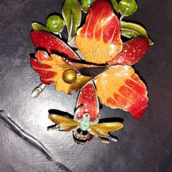 Dragonfly & Bee & Flower Broach