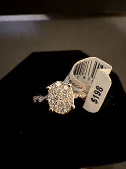 Forever Bride Sterling Silver 1/3 CTTW Genuine Diamond Ring Set Size 7