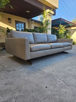 Mid Century Gray Leather Sofa - Excellent Condition