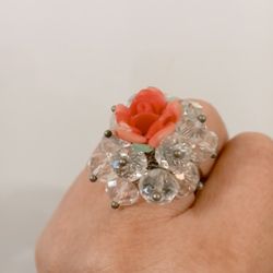 Vintage Flower glass ring