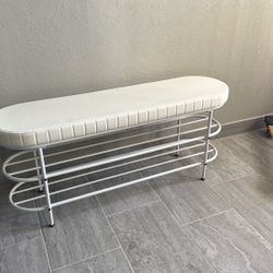 Shoe Bench with Cushion, 3 Tier Shoe Rack Storage