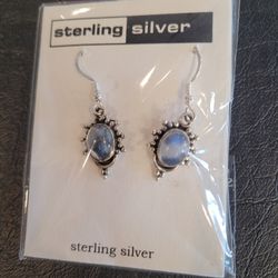 Rainbow Moonstone Sterling Silver Earrings 