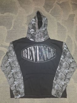 Cropped rhinestone revenge hoodie