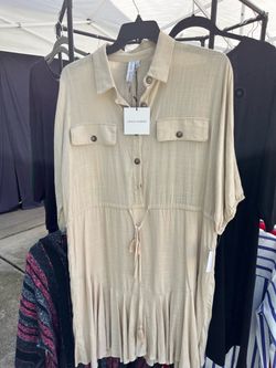Grace + Karma Beige Button-Down Shirt Dress-Original priced at $44