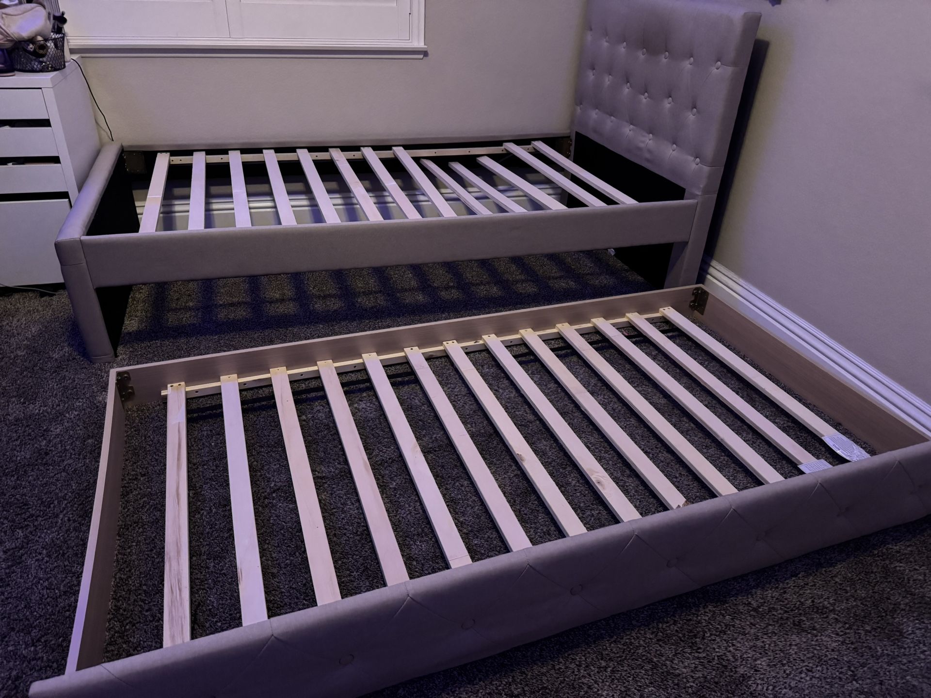 Twin Trundle Upholstered Bed