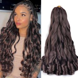 French Curl Braiding Hair 18 Inch Soft Bouncy Braiding Hair Pre Stretched Loose Wave 90g/pack Yaki Crochet Hair for Black Women Hair Extensions for Br
