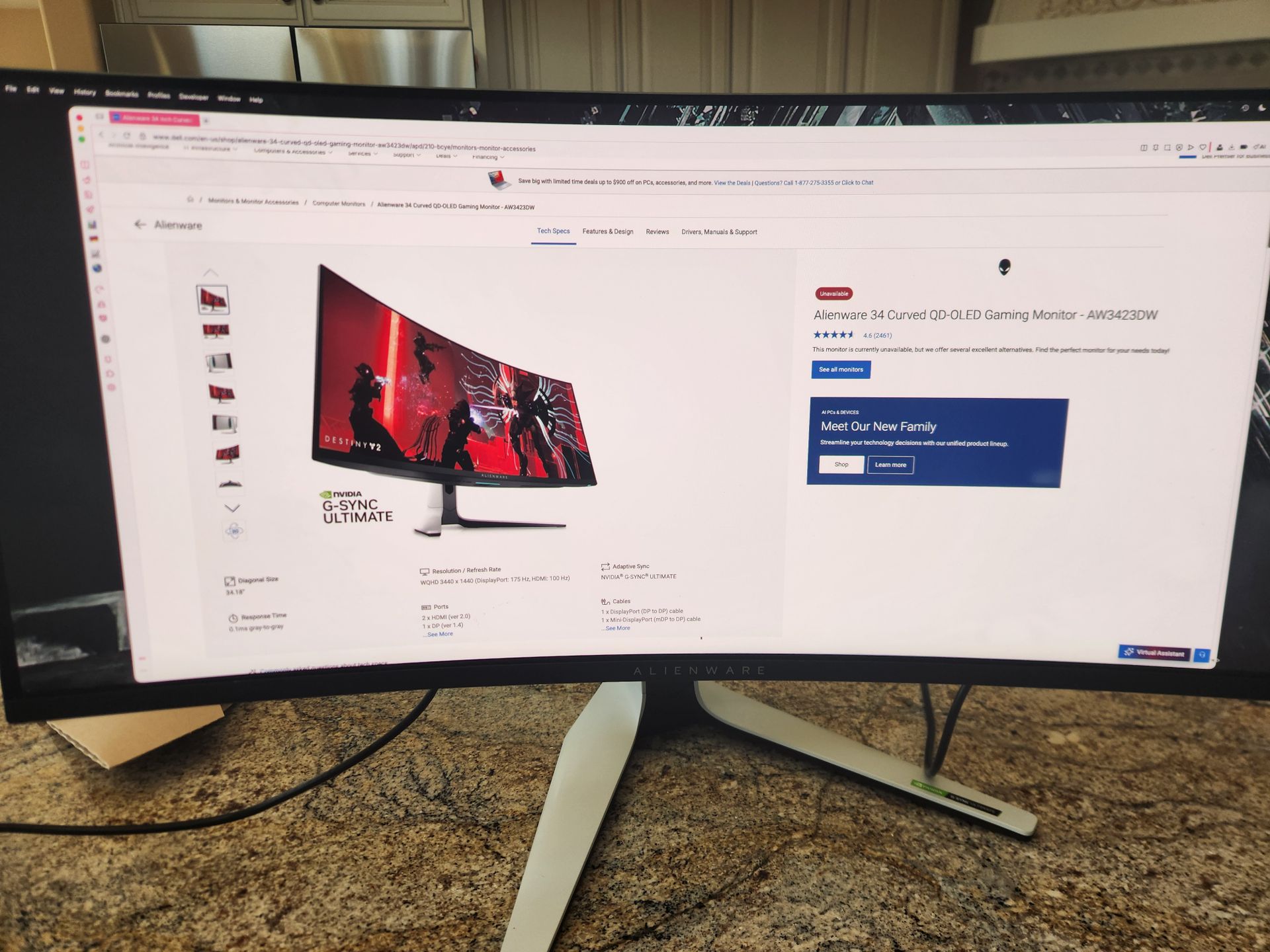 Alienware AW3423DW 34" QD-OLED Curved Monitor