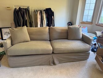 Hartig 84” Slipcovered Sofa – Warm Gray – Originally $2,000+