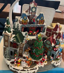 Disney Christmas Village Scene Figurine Display