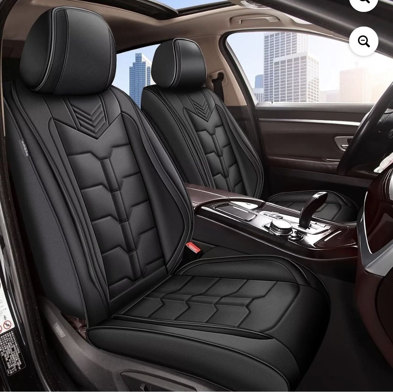 LAONNVIR Car Seat Covers Full Set,Front and Back Seat Covers for Cars,Luxury Leather Waterproof Seat Covers,Black Car Seat Covers,Car Seat Protector A
