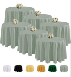 6 Pack Sage Green Round Tablecloths