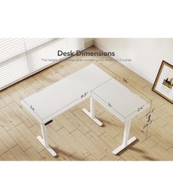 L shape white Corner Standing Desk With wheels